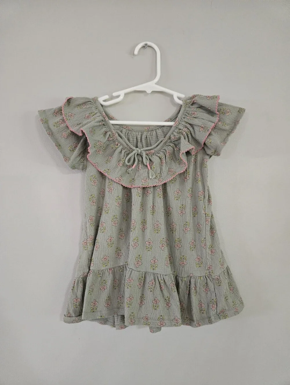 Modern Moments by Gerber Girls Floral Ruffle Dress 18M Gray Pink